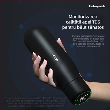 Cană termo din oțel inoxidabil 316 cu afișaj digital, izolație în trei straturi, cadou premium pentru cuplu, logo gravat cu laser