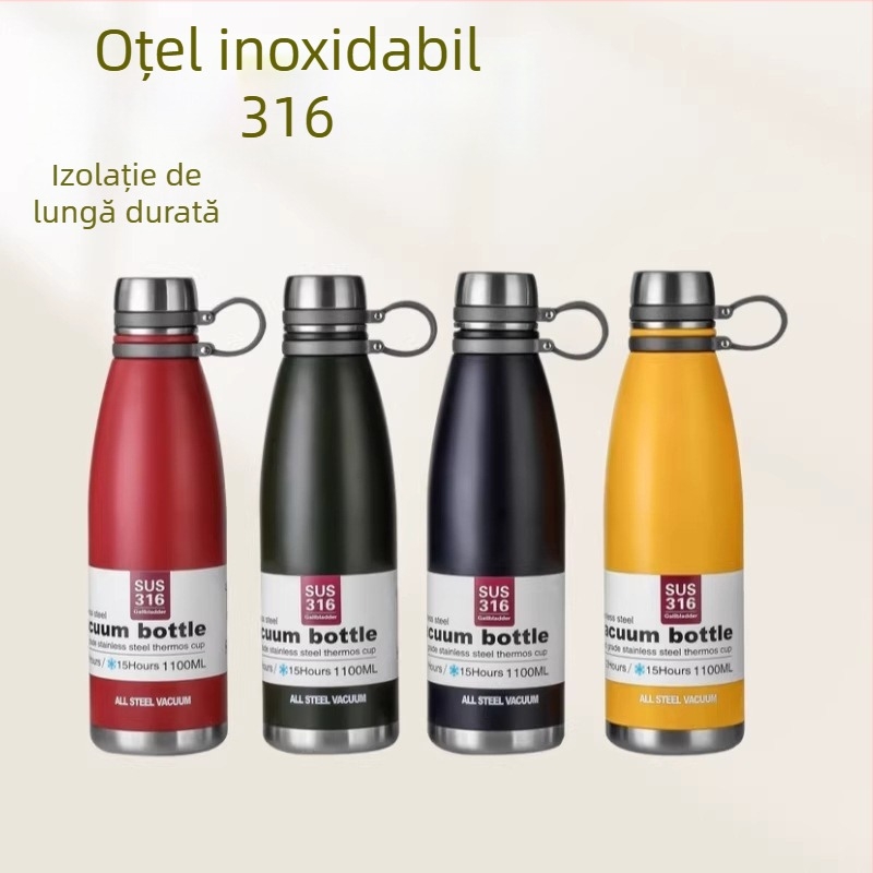 Sticlă din oțel inoxidabil 316, izolație cu vid, portabilă, pentru activități în aer liber, capacitate mare