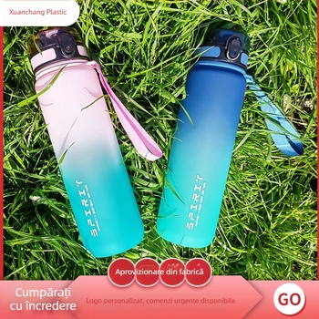 Sticlă de apă din plastic, culoare gradient, capacitate mare, pentru sport și fitness, pentru studenți (bărbați și femei)