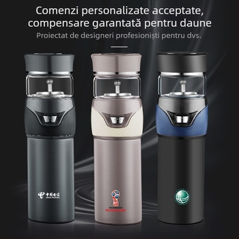 Cup Run: Cană termoizolantă din oțel inoxidabil pentru bărbați, cu separare ceai-apă, pentru mașină, imprimare personalizată