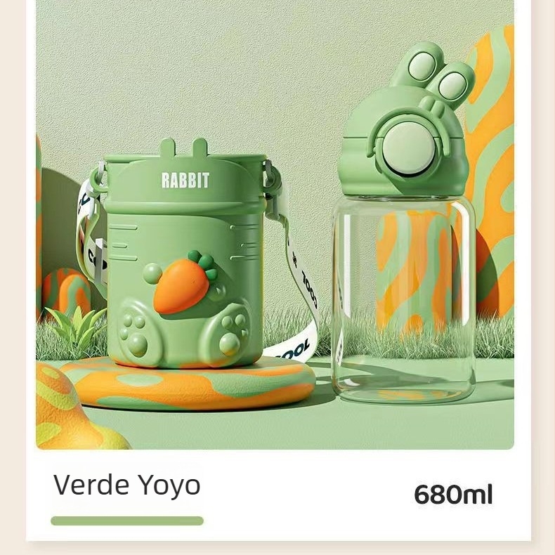 YOYO Rabbit cană de apă pentru copii – vară, capacitate mare, pentru grădiniță, cu pai
