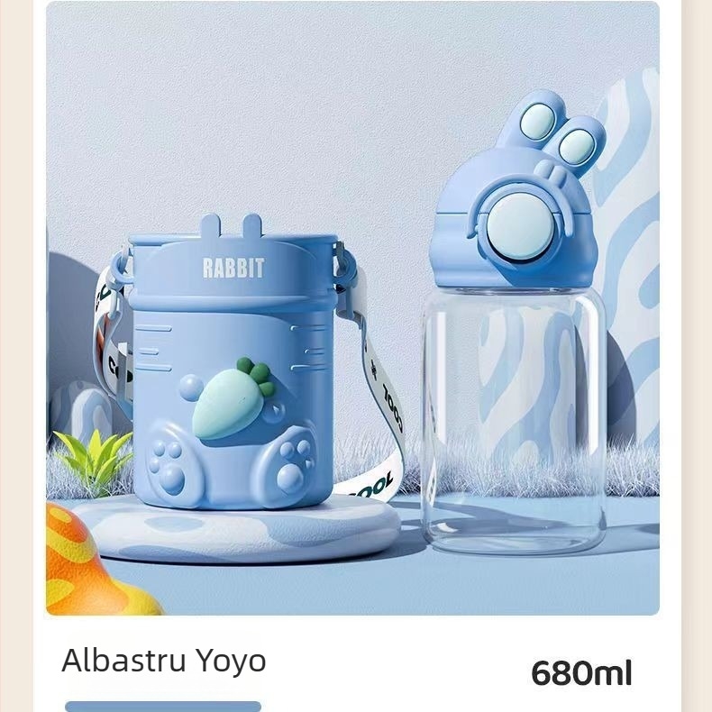 YOYO Rabbit cană de apă pentru copii – vară, capacitate mare, pentru grădiniță, cu pai