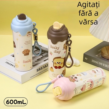 Ceșă izolată din oțel inoxidabil 316, cu pai, portabilă, curea de purtare, capacitate mare