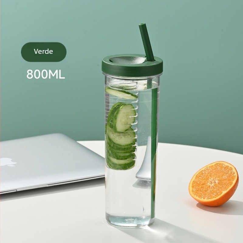 Cească pentru fructe cu pai, capacitate mare, din plastic pliabil – pentru ceai și apă, cu filtru de lămâie