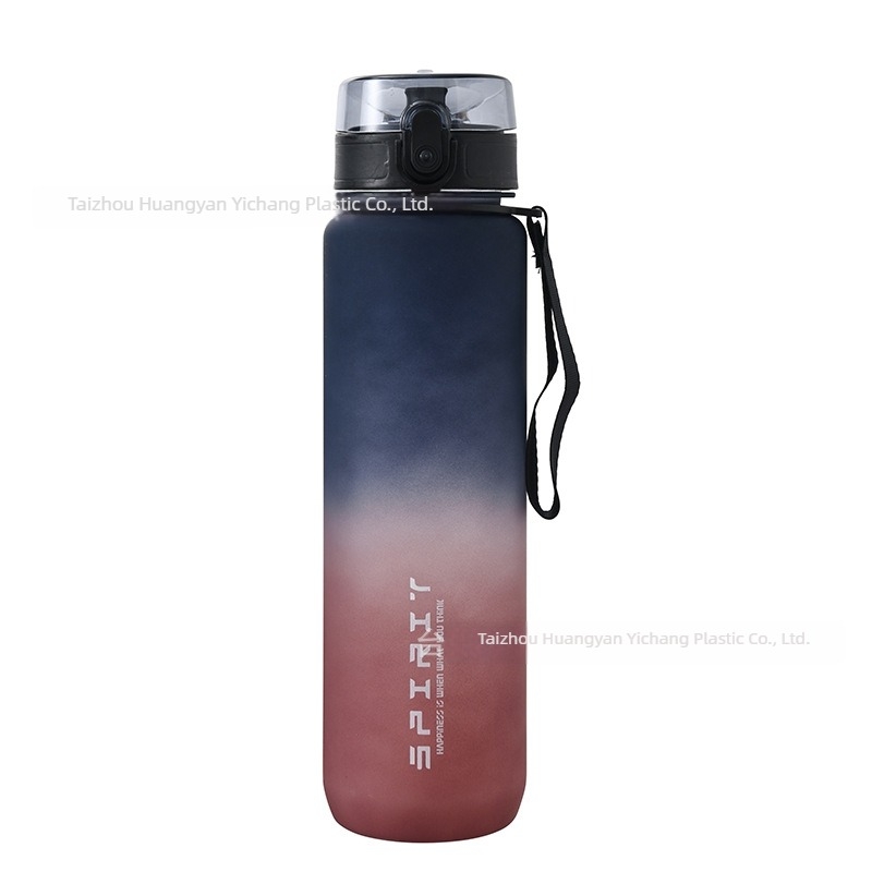 Pahar de apă cu logo personalizat, pentru consum direct, cu finisaj gradient mat, din plastic, cu mâner de purtare, capacități 500/650/1000 ml