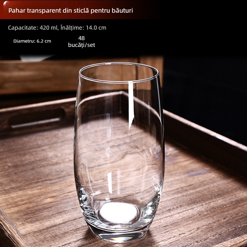 Pahar din sticlă fără plumb, rezistent la căldură, culoare lapte, formă ovală, pentru mousse