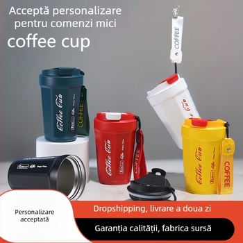 Cană termoizolată pentru cafea din oțel inoxidabil 316, cu șnur de purtare, portabil pentru cupluri