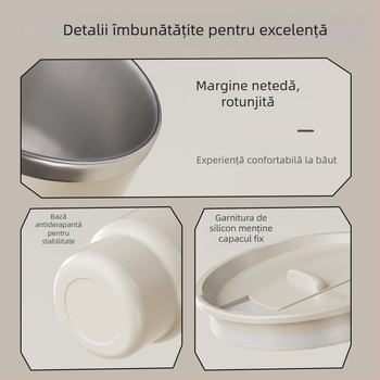 Ceașcă de cafea din oțel inoxidabil 304, cu capac, pentru camping în aer liber, cană portabilă pentru birou