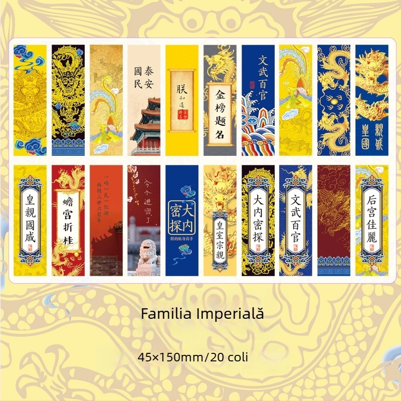 Chenyang Culture Familie Regală – marcator de carte în cutie, cu foiță de aur și ciucuri, stil Palat Imperial, card de lectură
