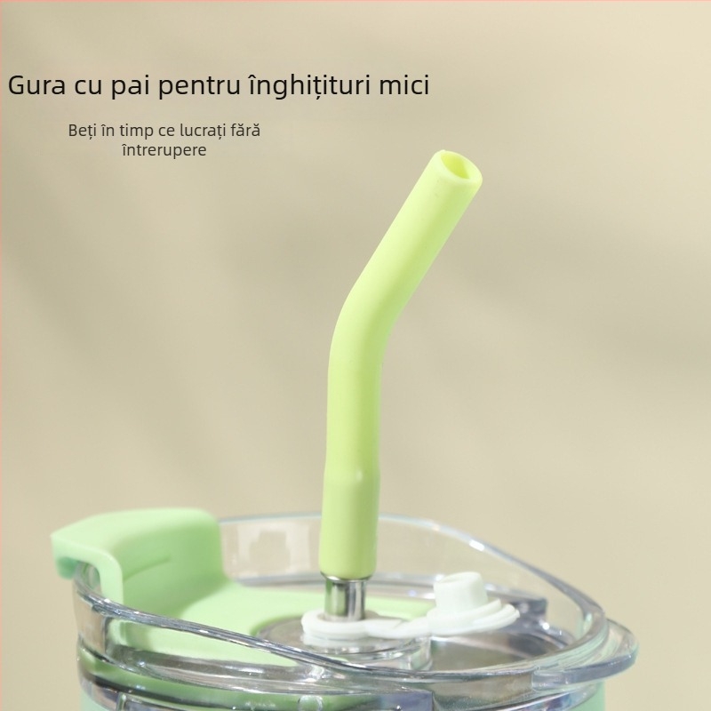 Pahar de mașină 40oz, din oțel inoxidabil 304, pereți dubli cu izolație vid, portabil, cu pai