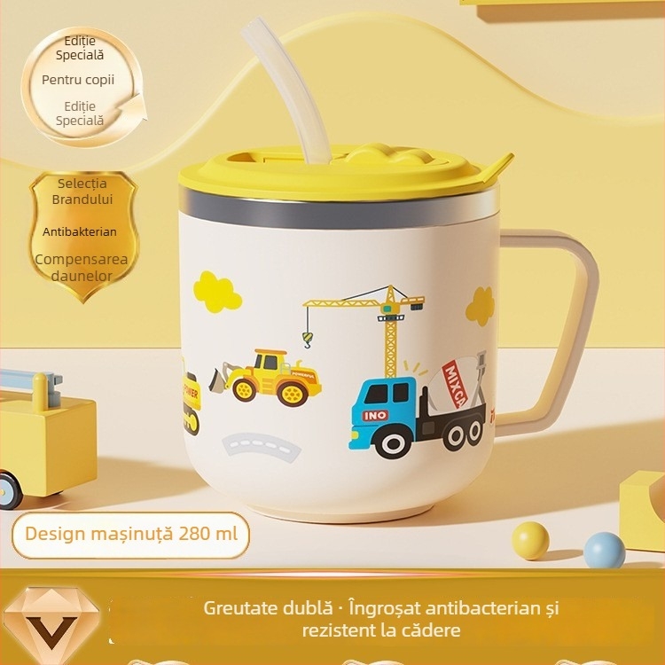 Cană din oțel inoxidabil 316 pentru copii, cu capac, pahar de apă pentru copii cu marcaje de măsurare