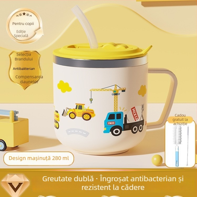 Cană din oțel inoxidabil 316 pentru copii, cu capac, pahar de apă pentru copii cu marcaje de măsurare