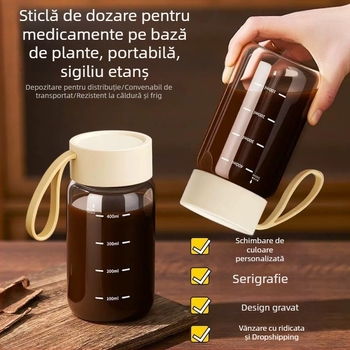 Sticlă din borosilicat cu scară de măsurare pentru depozitarea medicamentelor tradiționale chineze, recipient pentru apă și aburirea laptelui, cană de cafea portabilă minimalistă pentru studenți