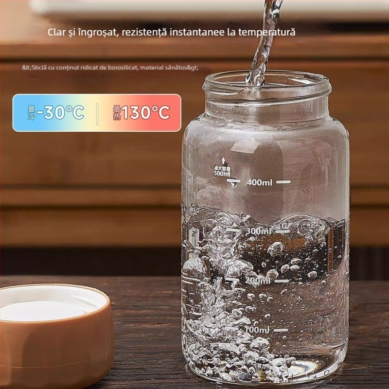 Sticlă din borosilicat cu scară de măsurare pentru depozitarea medicamentelor tradiționale chineze, recipient pentru apă și aburirea laptelui, cană de cafea portabilă minimalistă pentru studenți