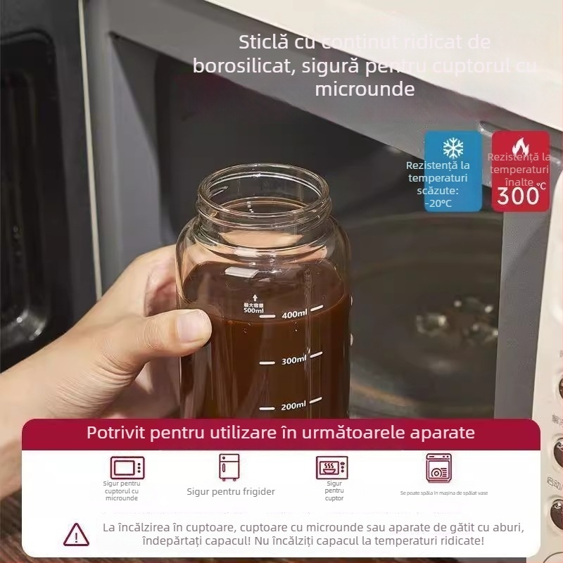 Sticlă din borosilicat cu scară de măsurare pentru depozitarea medicamentelor tradiționale chineze, recipient pentru apă și aburirea laptelui, cană de cafea portabilă minimalistă pentru studenți