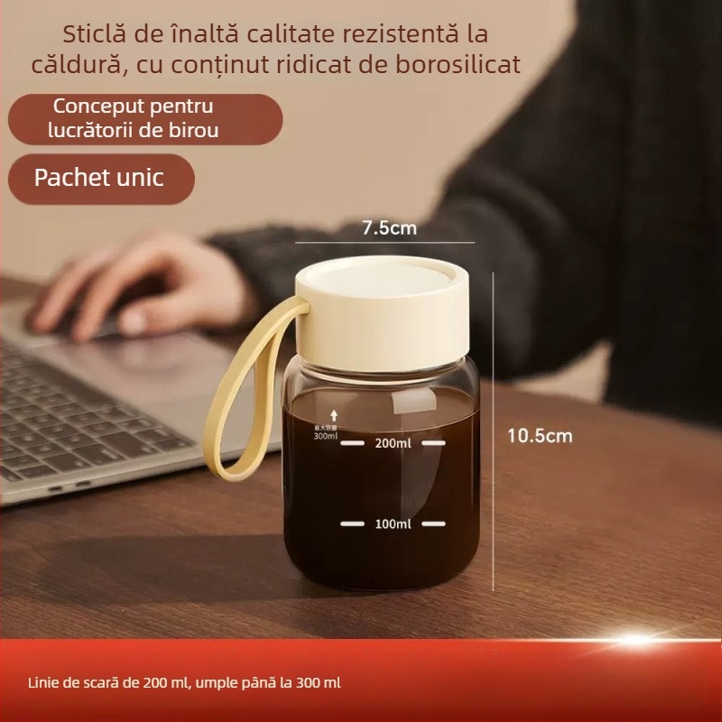 Sticlă din borosilicat cu scară de măsurare pentru depozitarea medicamentelor tradiționale chineze, recipient pentru apă și aburirea laptelui, cană de cafea portabilă minimalistă pentru studenți