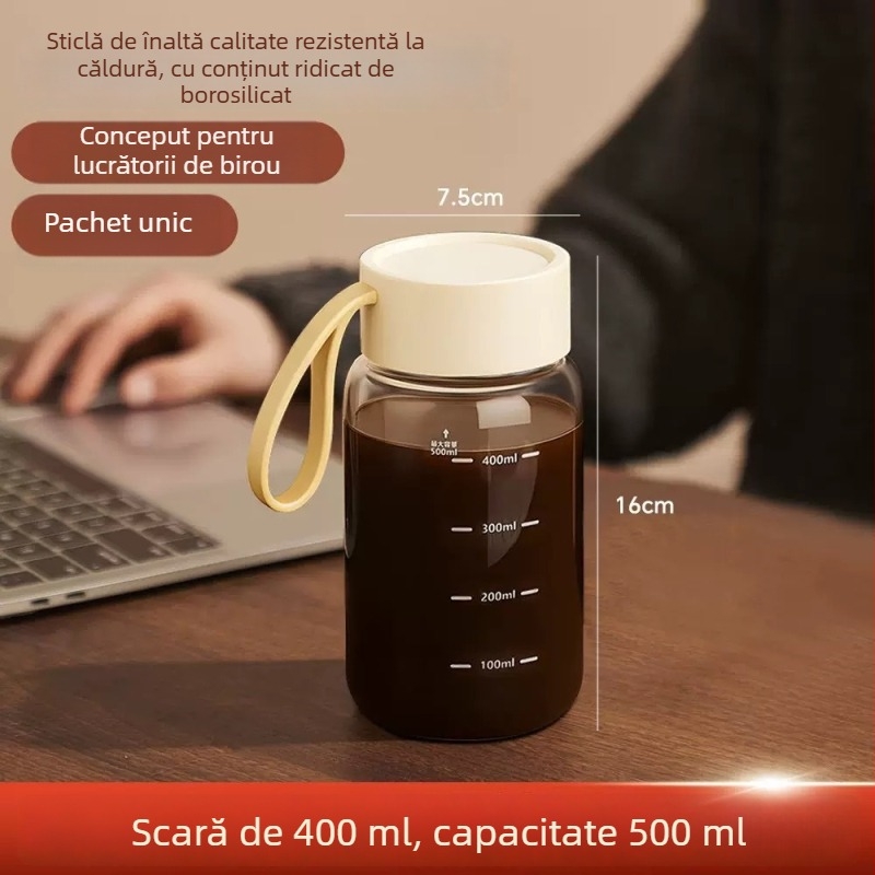 Sticlă din borosilicat cu scară de măsurare pentru depozitarea medicamentelor tradiționale chineze, recipient pentru apă și aburirea laptelui, cană de cafea portabilă minimalistă pentru studenți