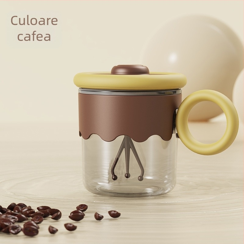 Cana automată de amestec cu capac, shaker portabil din oțel inox pentru pudră de lapte și cafea, reîncărcabilă, izolație termică peste 24 de ore