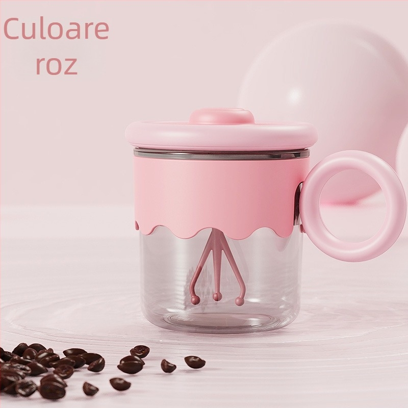 Cana automată de amestec cu capac, shaker portabil din oțel inox pentru pudră de lapte și cafea, reîncărcabilă, izolație termică peste 24 de ore