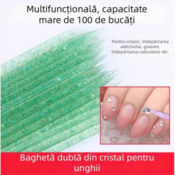 Unealtă pentru manichiură: bețișor dublu pentru alegerea rhinestone-urilor și curățarea cristalelor, capete duble pentru împingerea cuticulelor și instrument dublu pentru punctare, instrument de îndepărtare a unghiilor