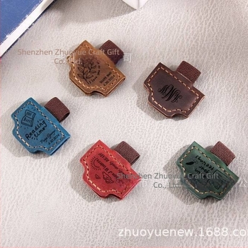 Marcaj magnetic de carte din piele, personalizabil cu litere engleze, clips magnetice pentru pagini, clip pentru pix și bandă elastică pentru pagini