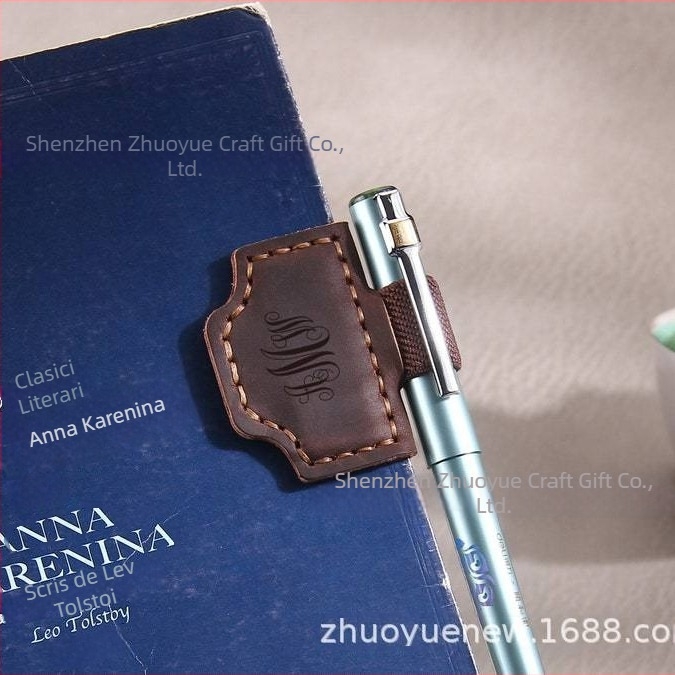 Marcaj magnetic de carte din piele, personalizabil cu litere engleze, clips magnetice pentru pagini, clip pentru pix și bandă elastică pentru pagini