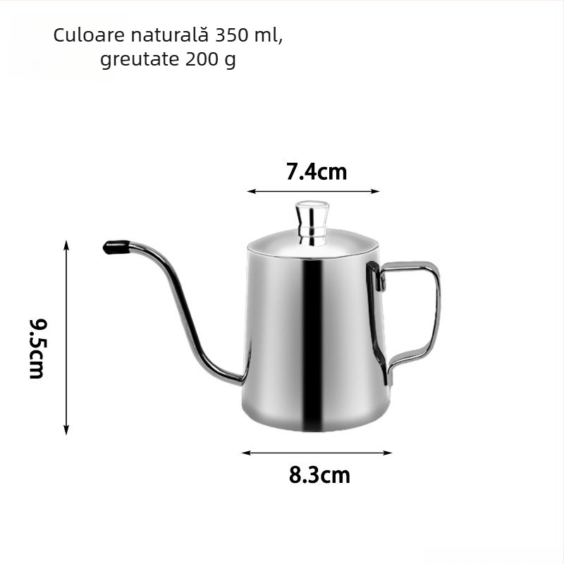 Ceainic de cafea din oțel inoxidabil pentru turnare, cu gură lungă și subțire și filtru pour-over