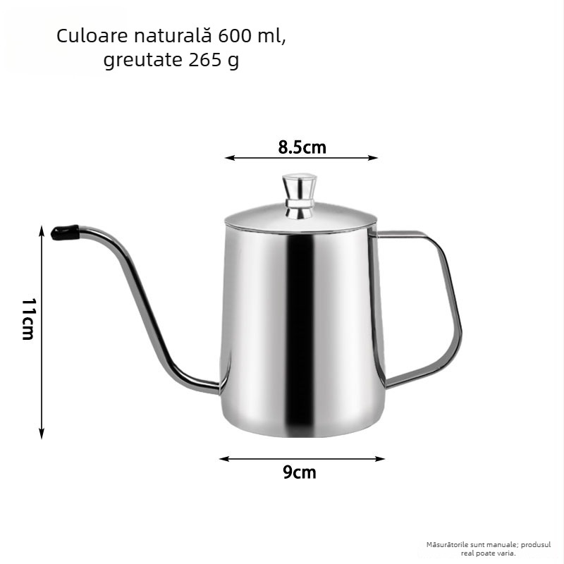 Ceainic de cafea din oțel inoxidabil pentru turnare, cu gură lungă și subțire și filtru pour-over
