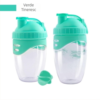Shaker de 500/700 ml, rezistent la temperaturi înalte, pentru activități în aer liber, recipient din plastic pentru milkshake cu bilă de amestecare, cupă pentru pudră proteică