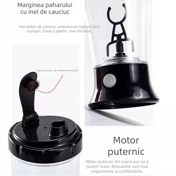 Cupă electrică de amestecat, 350 ml, capacitate mare, pentru pudră de proteine și pudră de cacao, ceașcă de shake