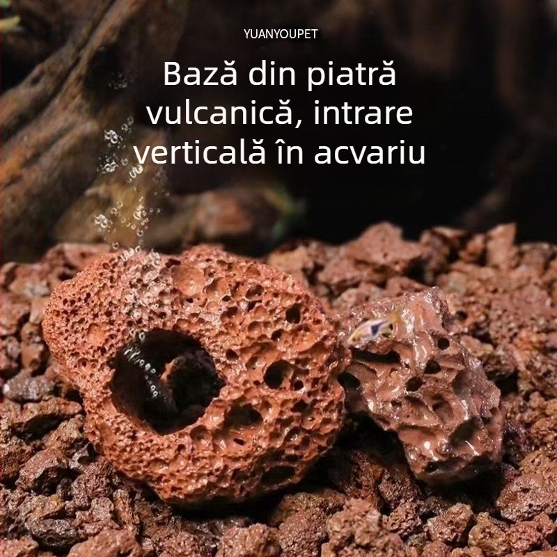 Inel din piatră vulcanică pentru plante acvatice, inel perforat cu bază fixă, inel de scufundare pentru amenajarea acvariului