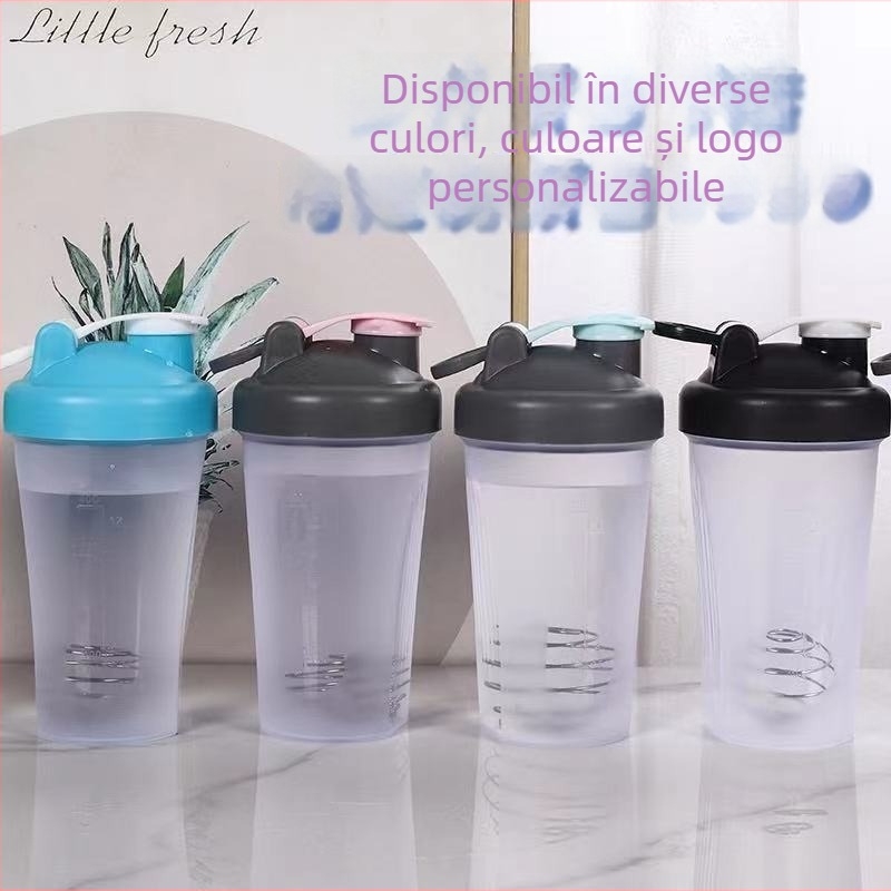 Shaker de fitness pentru proteine, cană din plastic portabilă cu design elegant