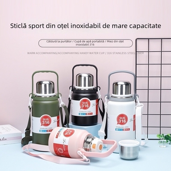 Cana de cafea portabilă din oțel inoxidabil, capacitate mare, design modern de lux, recipient izolat