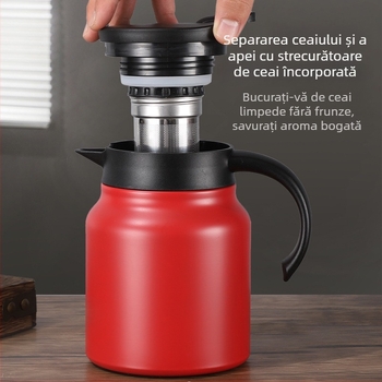 Ceainic izolant din oțel inoxidabil, capacitate mare, portabil, pentru ceai și cafea, acasă și la birou