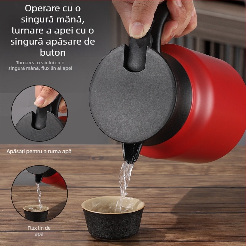 Ceainic izolant din oțel inoxidabil, capacitate mare, portabil, pentru ceai și cafea, acasă și la birou