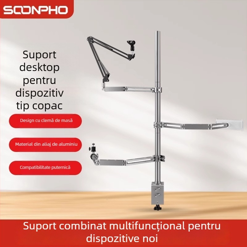 Suport de birou universal DIY multifuncțional pentru cameră, telefon, iluminare și microfon