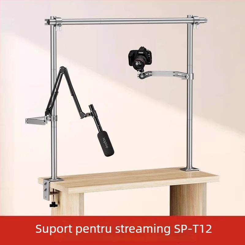 Suport de birou universal DIY multifuncțional pentru cameră, telefon, iluminare și microfon