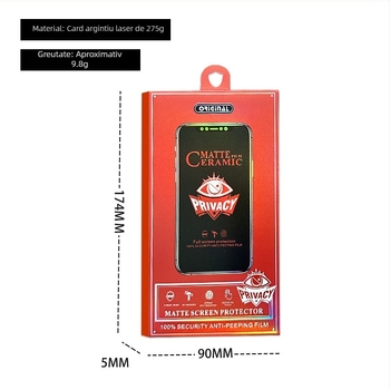 Cutie de ambalaj pentru protecția ecranului cu confidențialitate, iPhone 15, 6,7 inch, protecție ceramică a ecranului