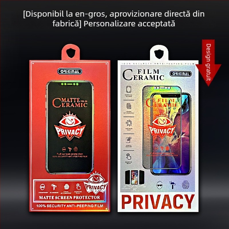 Cutie de ambalaj pentru protecția ecranului cu confidențialitate, iPhone 15, 6,7 inch, protecție ceramică a ecranului