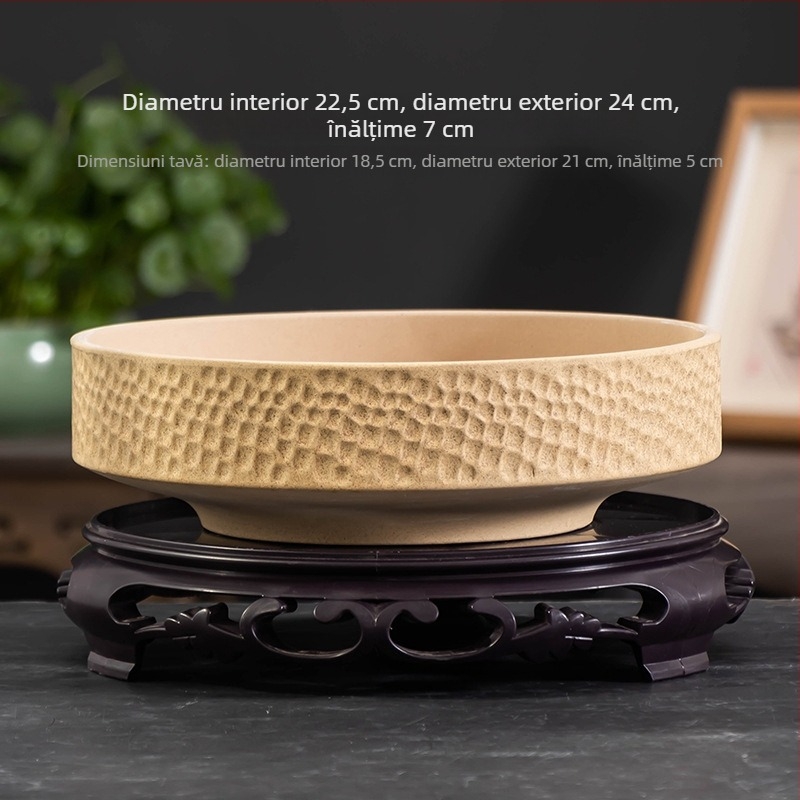 Ghiveci ceramic pentru hidroponie, margine circulară, diametru mare, potrivit pentru birou sau acasă