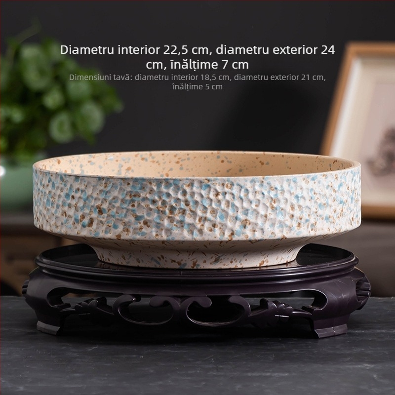 Ghiveci ceramic pentru hidroponie, margine circulară, diametru mare, potrivit pentru birou sau acasă