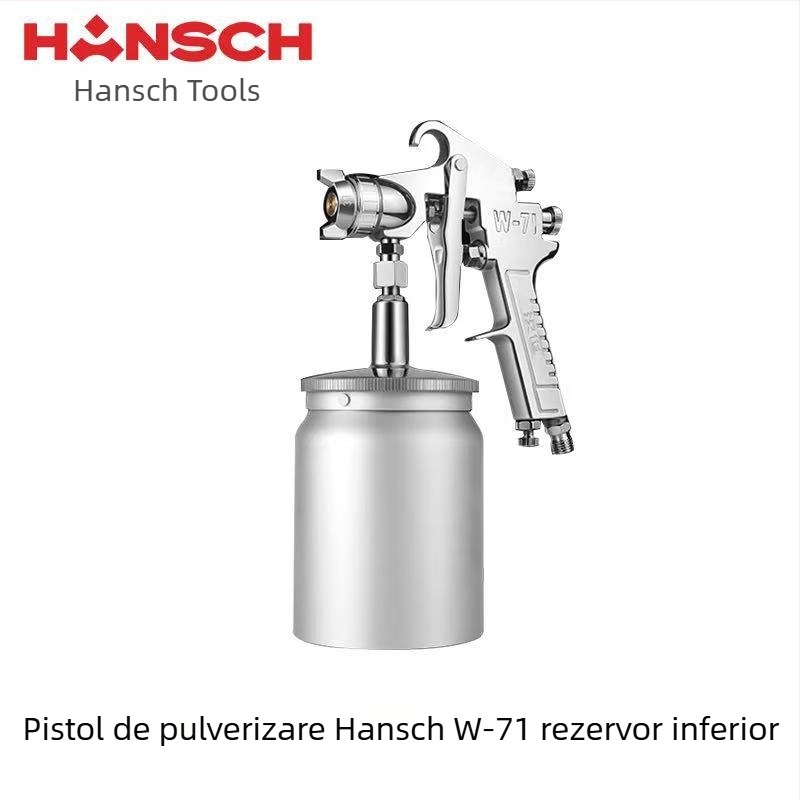 Hanshi W-71 pistol pneumatic de pulverizare pentru mobilier și vopsea auto, atomizare înaltă, tehnologie apă-in-apă