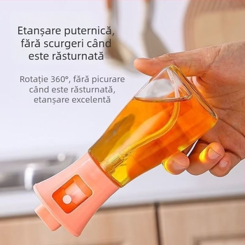 Sticlă de pulverizare a uleiului, cu mecanism de apăsare, alimentară, bucătărie și grătar