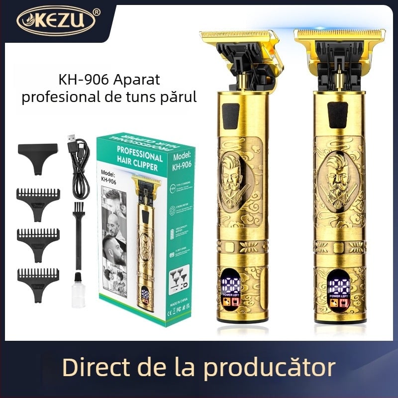 Mașină de tuns păr electrică, carcasă din aliaj de aluminiu, pentru uz casnic, reîncărcabilă, cu afișaj digital