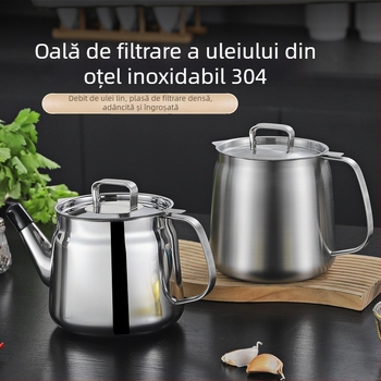 Recipient de filtrare a uleiului din oțel inoxidabil 304, cu capacitate mare pentru depozitare în bucătărie, separator de ulei pentru prăjit cu plasă de filtrare
