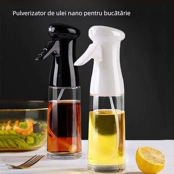 Sticlă de spray din sticlă pentru ulei, model actualizat, bucătărie – pentru ulei, sos de soia și oțet, anti scurgeri, control al pulverizării