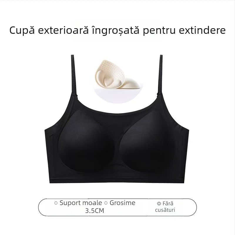 Sutien fără cusături, invizibil, cu spate nude, cupe subțiri modelate, material nylon-jeleu