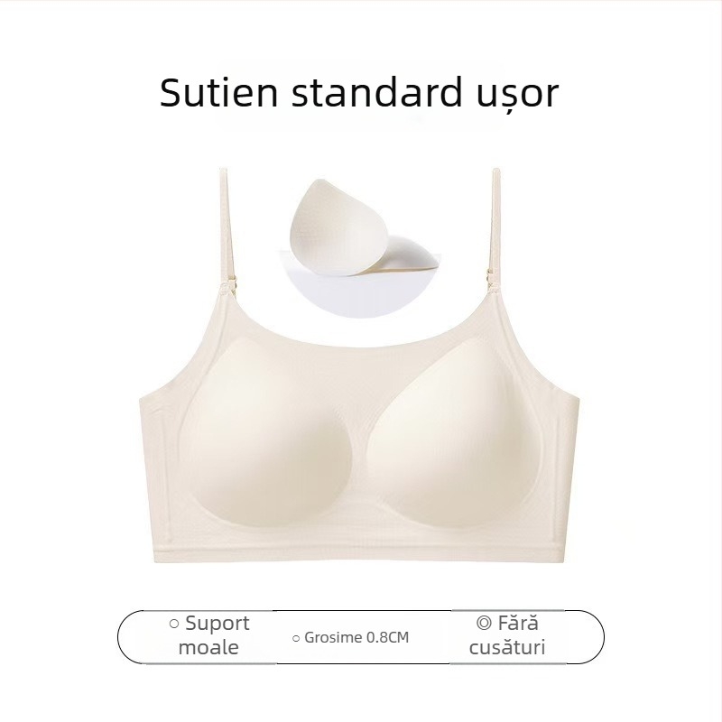Sutien fără cusături, invizibil, cu spate nude, cupe subțiri modelate, material nylon-jeleu