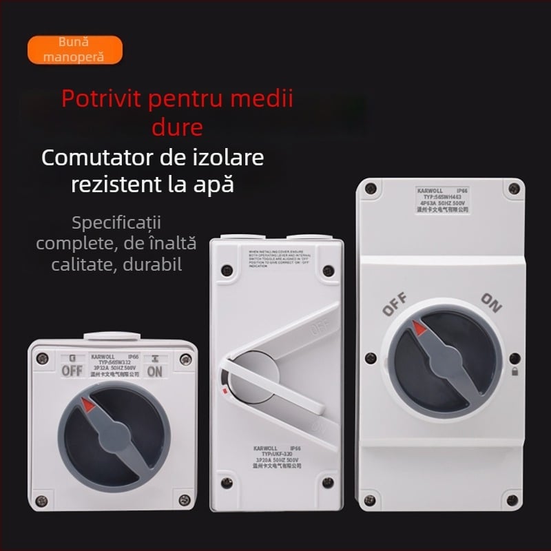 1/2/3/4P Comutator de izolare impermeabil, 3-φ, exterior, seria UKF, comutator rotativ de sarcină, 20/35/63A