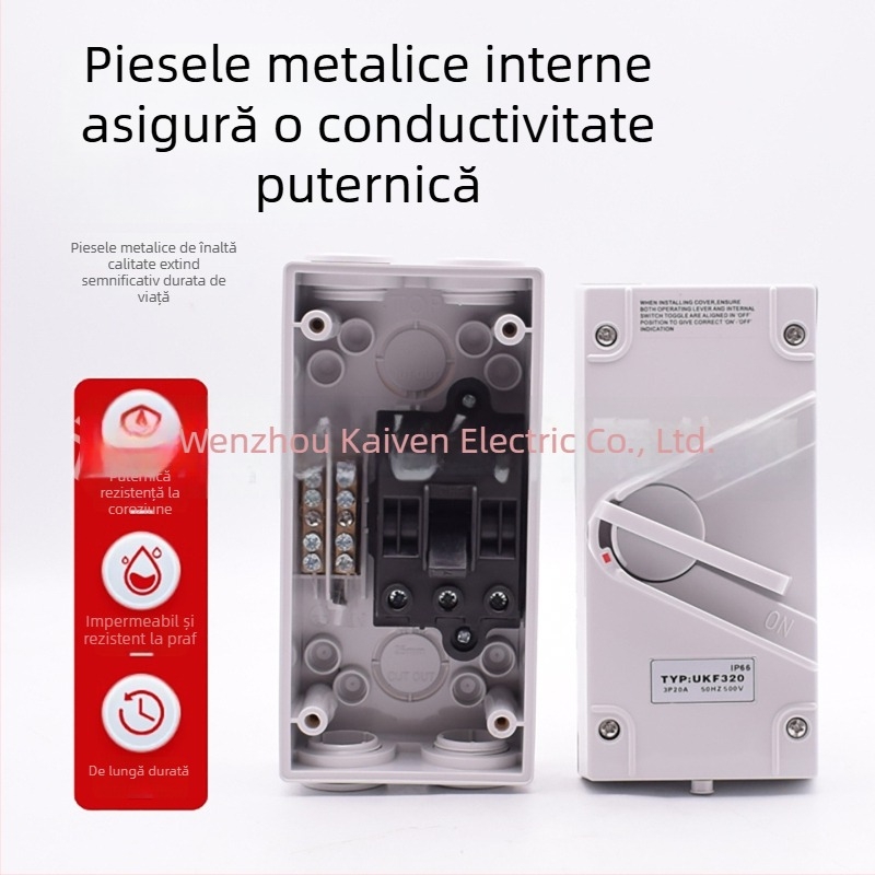 1/2/3/4P Comutator de izolare impermeabil, 3-φ, exterior, seria UKF, comutator rotativ de sarcină, 20/35/63A